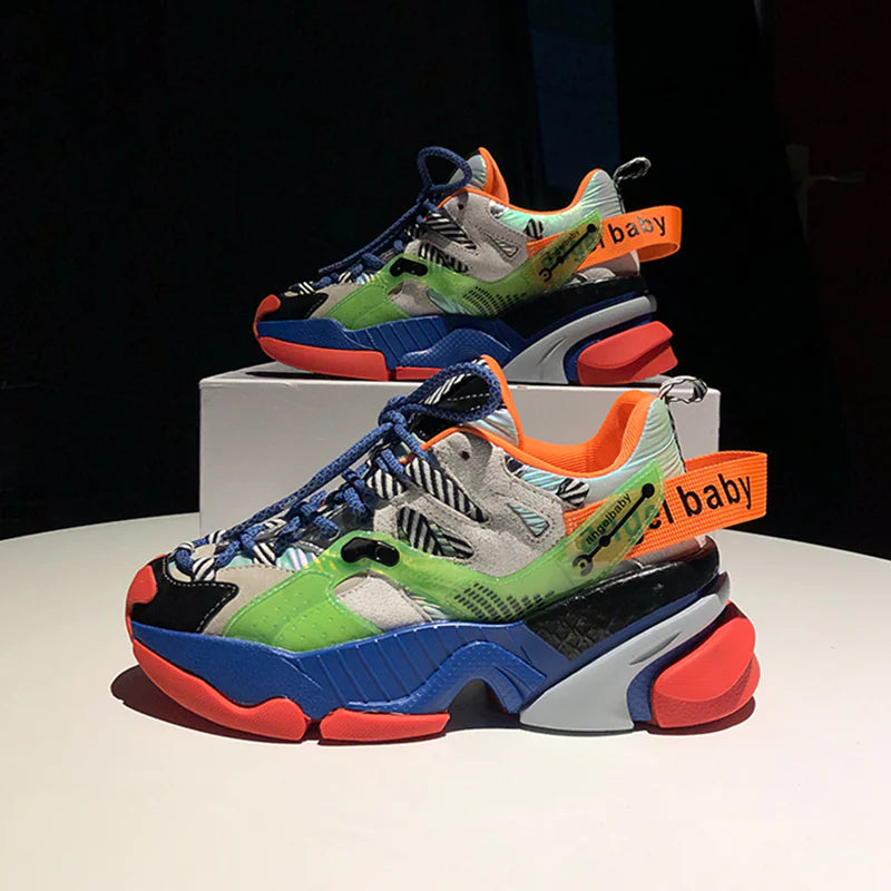 Women's Trendy Color Block Platform Sneakers