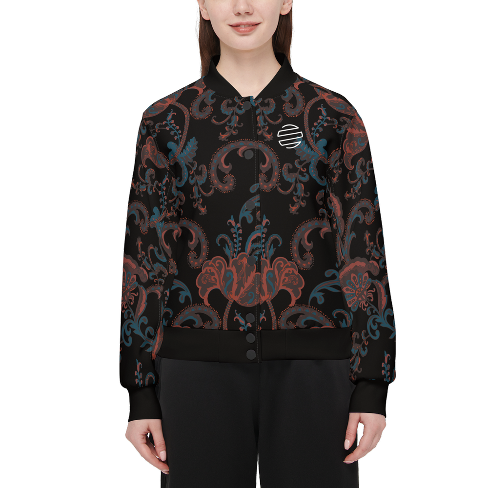 ORIGINAL ERA Women's Double Layered "Paisley Print" Bomber Sports Jacket-Techno Scuba Knit