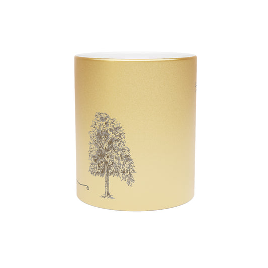 Elegant Metallic Mug | Silver & Gold Tree Design