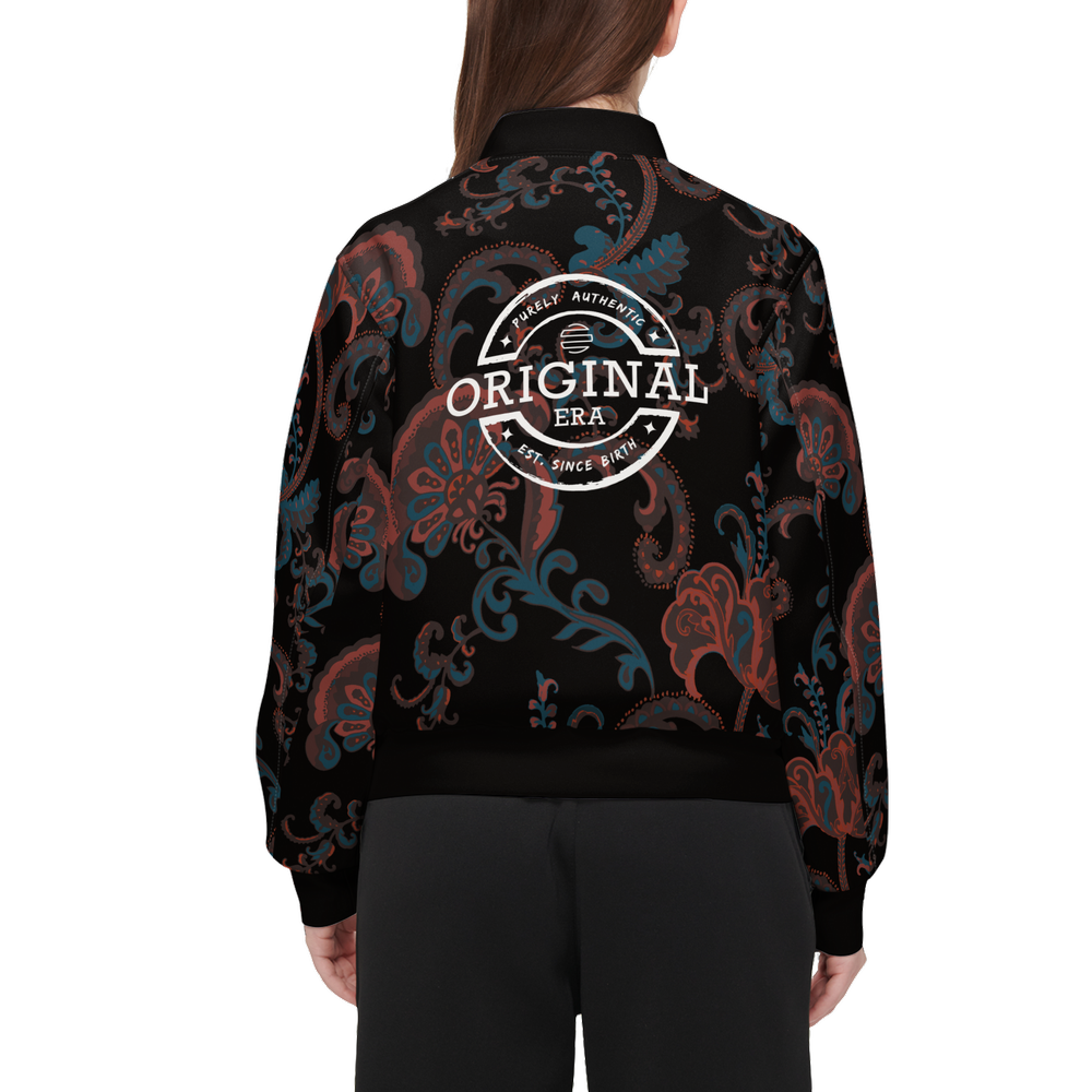 ORIGINAL ERA Women's Double Layered "Paisley Print" Bomber Sports Jacket-Techno Scuba Knit