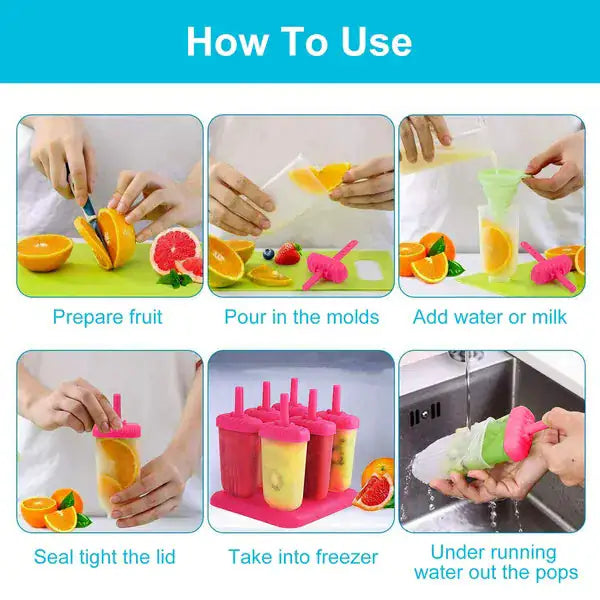 DIY Reusable Popsicle Molds - 6Pcs