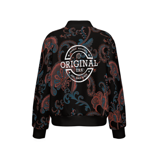 ORIGINAL ERA Women's Double Layered "Paisley Print" Bomber Sports Jacket-Techno Scuba Knit