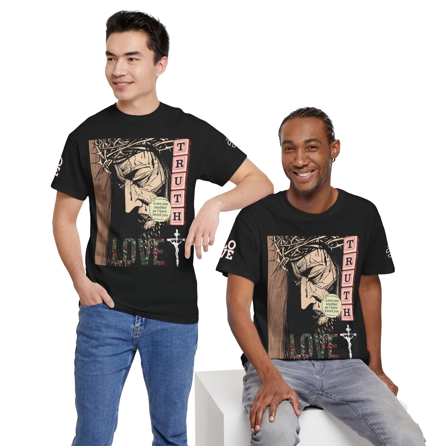 Christian Inspirational Tee, Unisex Heavy Cotton Shirt, Love and Truth Graphic T-Shirt, Faith-Based Apparel