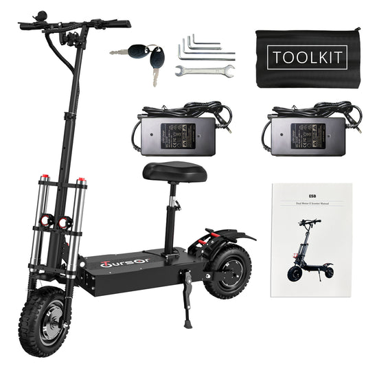 6000W Power Dual Motor Top Speed 50MPH Electric Scooter With Seat - 60V 35Ah Battery 50 Miles Range (11" Off-Road Tires)