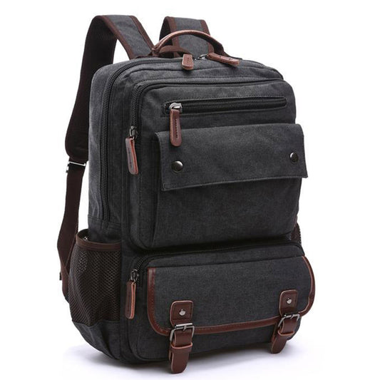 Multi-Pocket Canvas Travel Backpack