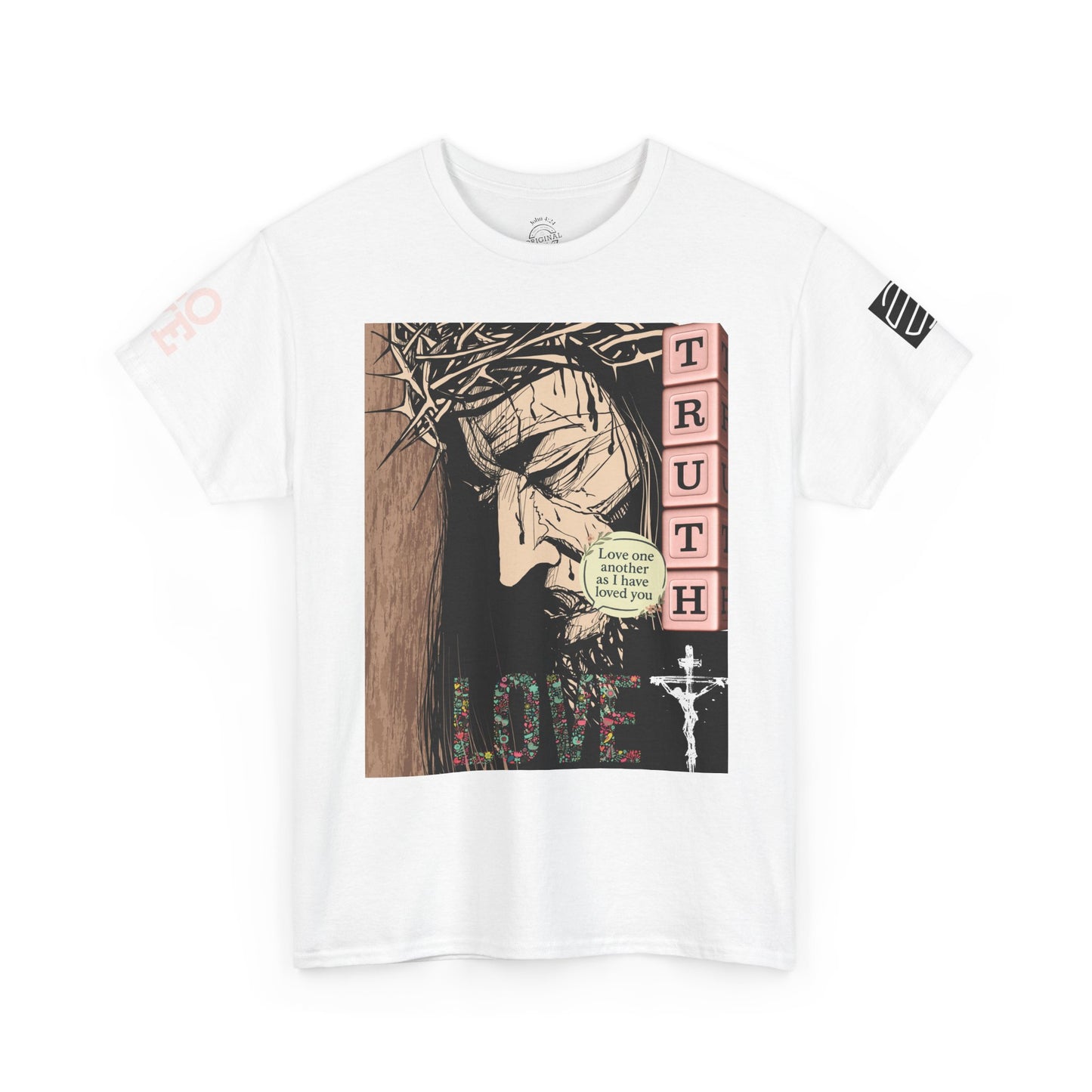 Christian Inspirational Tee, Unisex Heavy Cotton Shirt, Love and Truth Graphic T-Shirt, Faith-Based Apparel