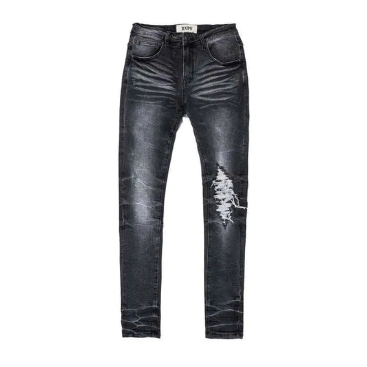 Distressed Black Punk Wind Pressure Jeans