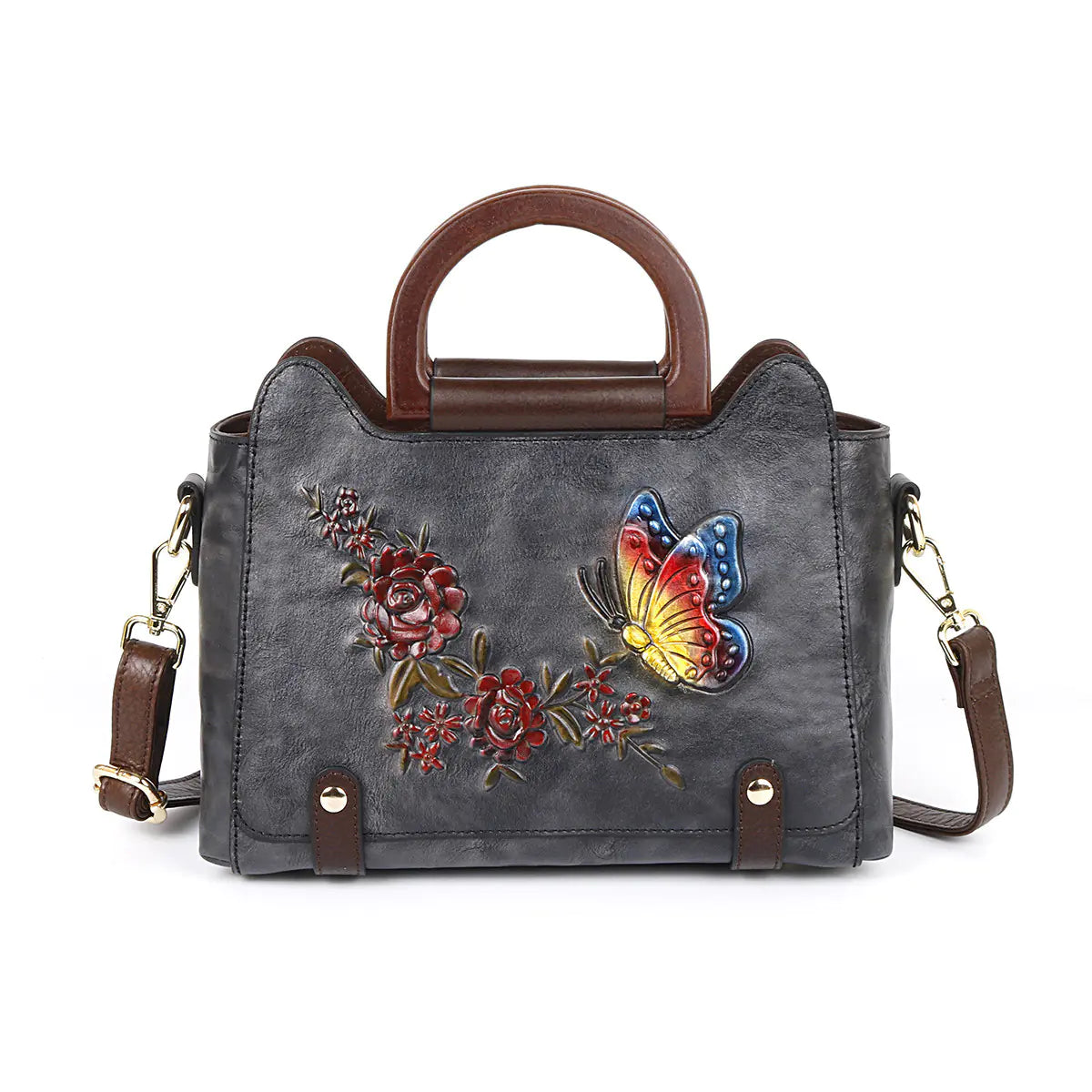 Embossed Leather Single Shoulder Crossbody Handbag