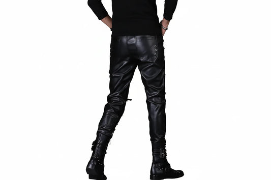 Men's Leather Pants, Skinny Motorcycle Trousers