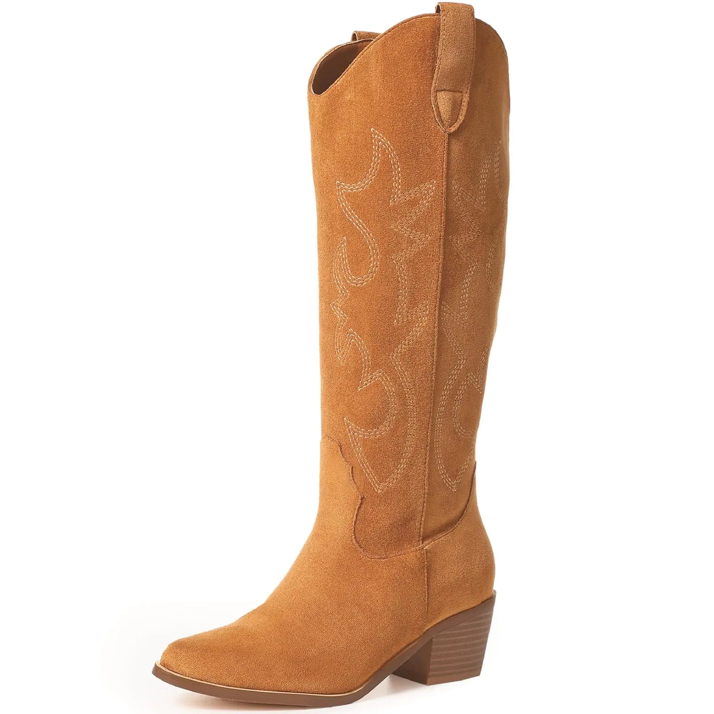 Women's Suede Western Cowgirl Boots with Chunky Heel - SIZE 6 | CLEARANCE