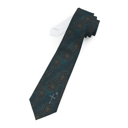 Teal Paisley Necktie — Elegant Floral Pattern Tie for Weddings & Office