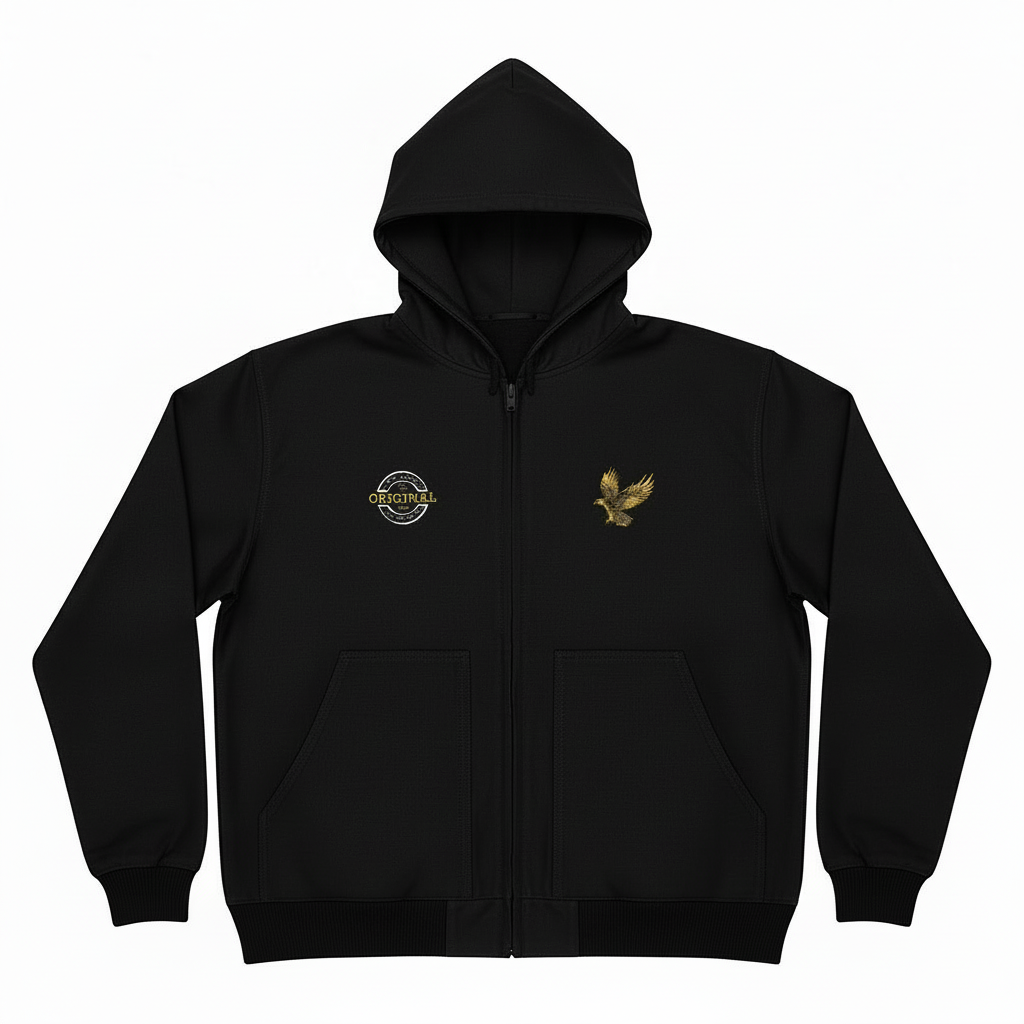 Embroidered Eagle Hooded Work Jacket — CornerStone Men's Duck Cloth