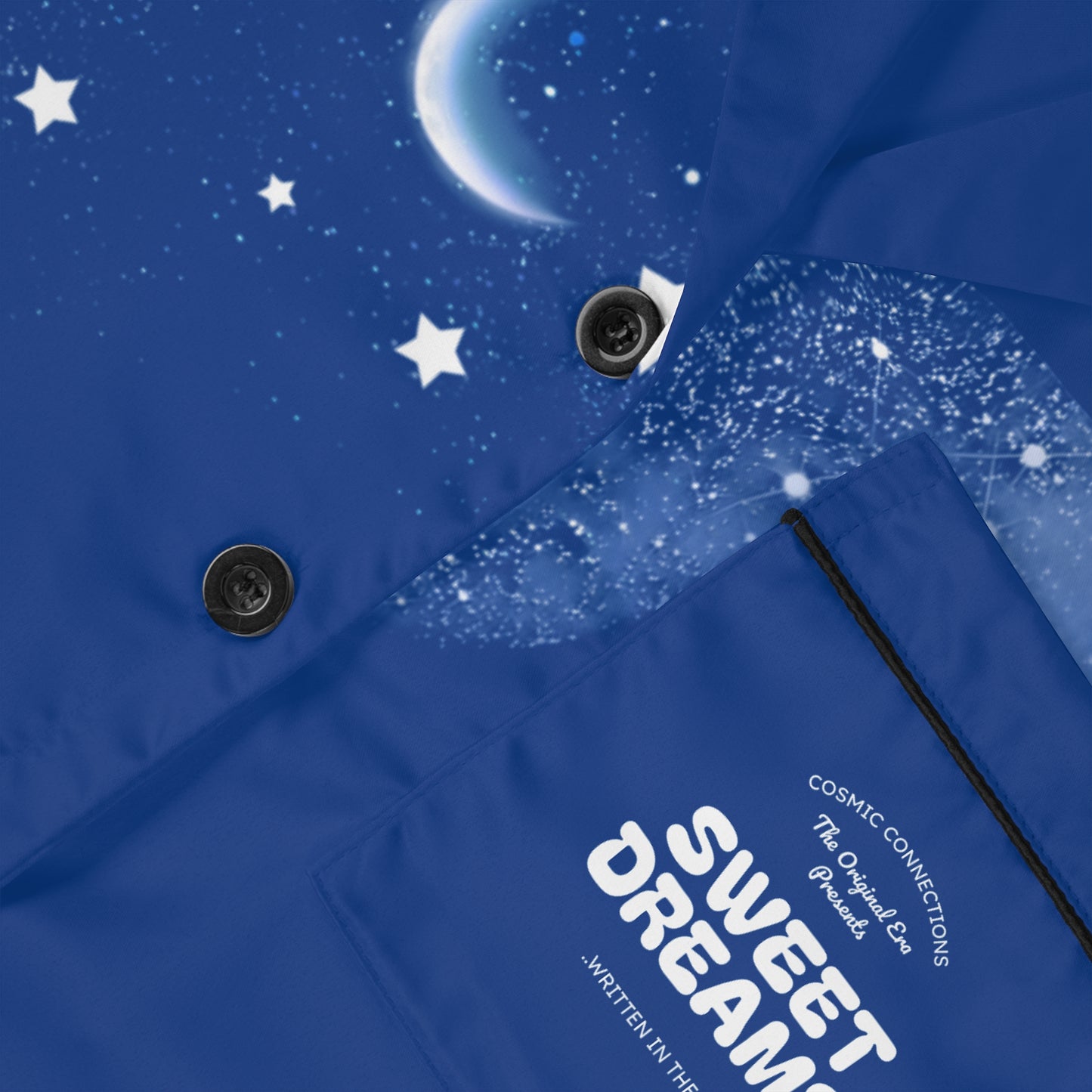 Moonlit Starry Satin Pajama Set – Women's Blue Sleepwear