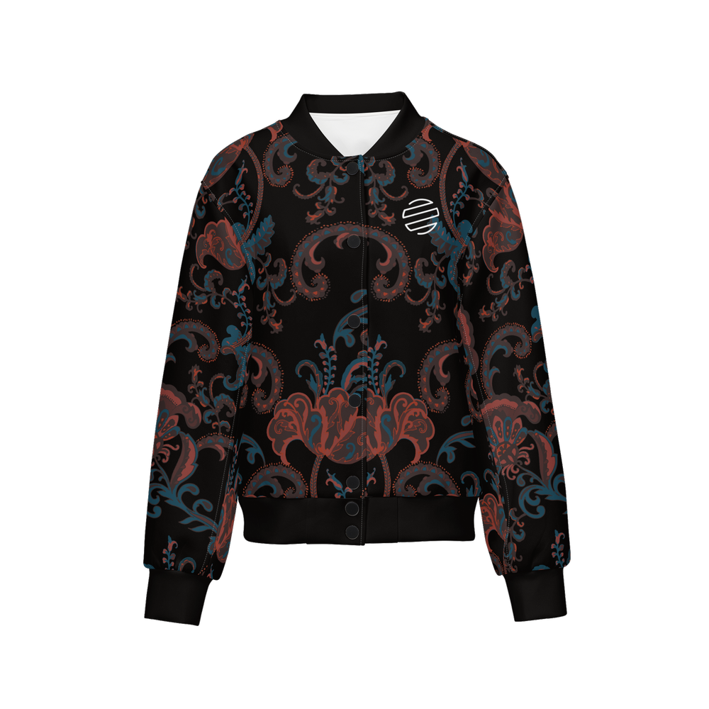 ORIGINAL ERA Women's Double Layered "Paisley Print" Bomber Sports Jacket-Techno Scuba Knit