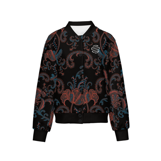 ORIGINAL ERA Women's Double Layered "Paisley Print" Bomber Sports Jacket-Techno Scuba Knit