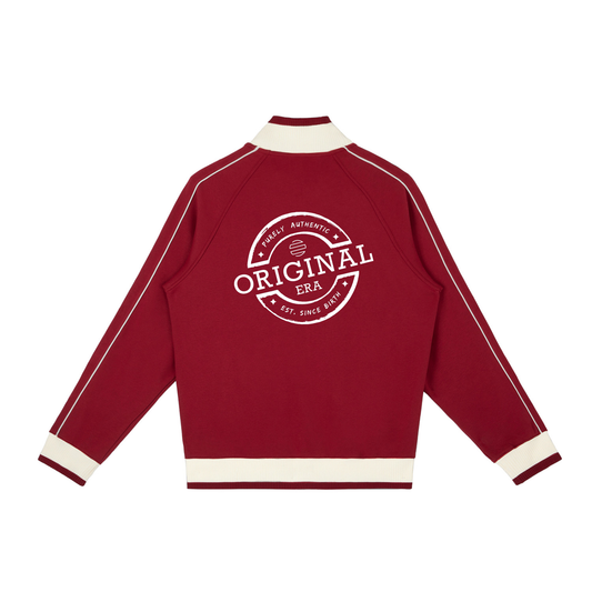 Color Block Raglan Sleeve Zip Track Jacket - Red
