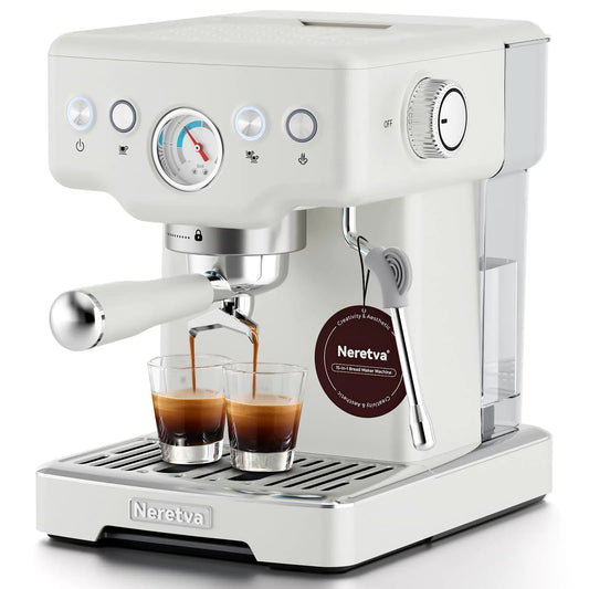 Neretva Dual Coffee & Espresso Maker 1450W 15 Bar, Home Barista - White