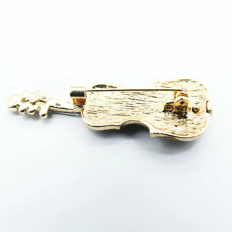 Violin Brooch with Alloy Enamel Design