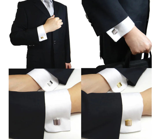 Elegant Black Enamel Floral Cufflinks