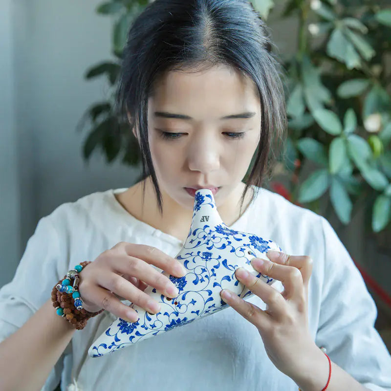 Blue and White Porcelain Ocarina
