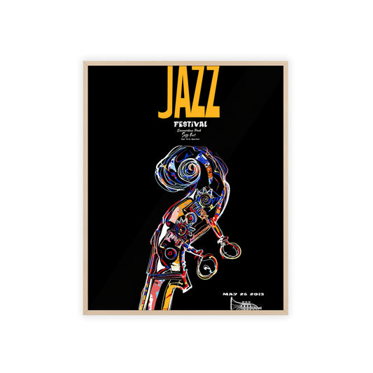 Framed Jazz Bassist Poster — Vintage Festival Art Print with Wooden Frame