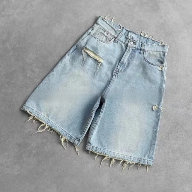 Retro Ripped Denim Shorts