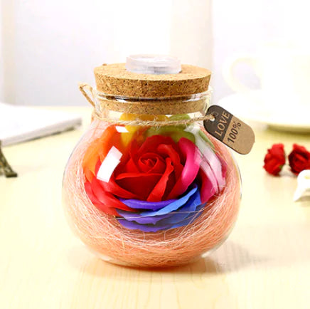 Creative Lucky Star Glass Bottle Soap Flower Night Light