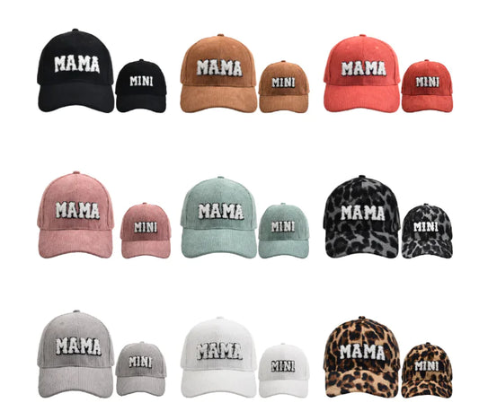 Embroidered Corduroy Baseball Cap for Parents and Kids