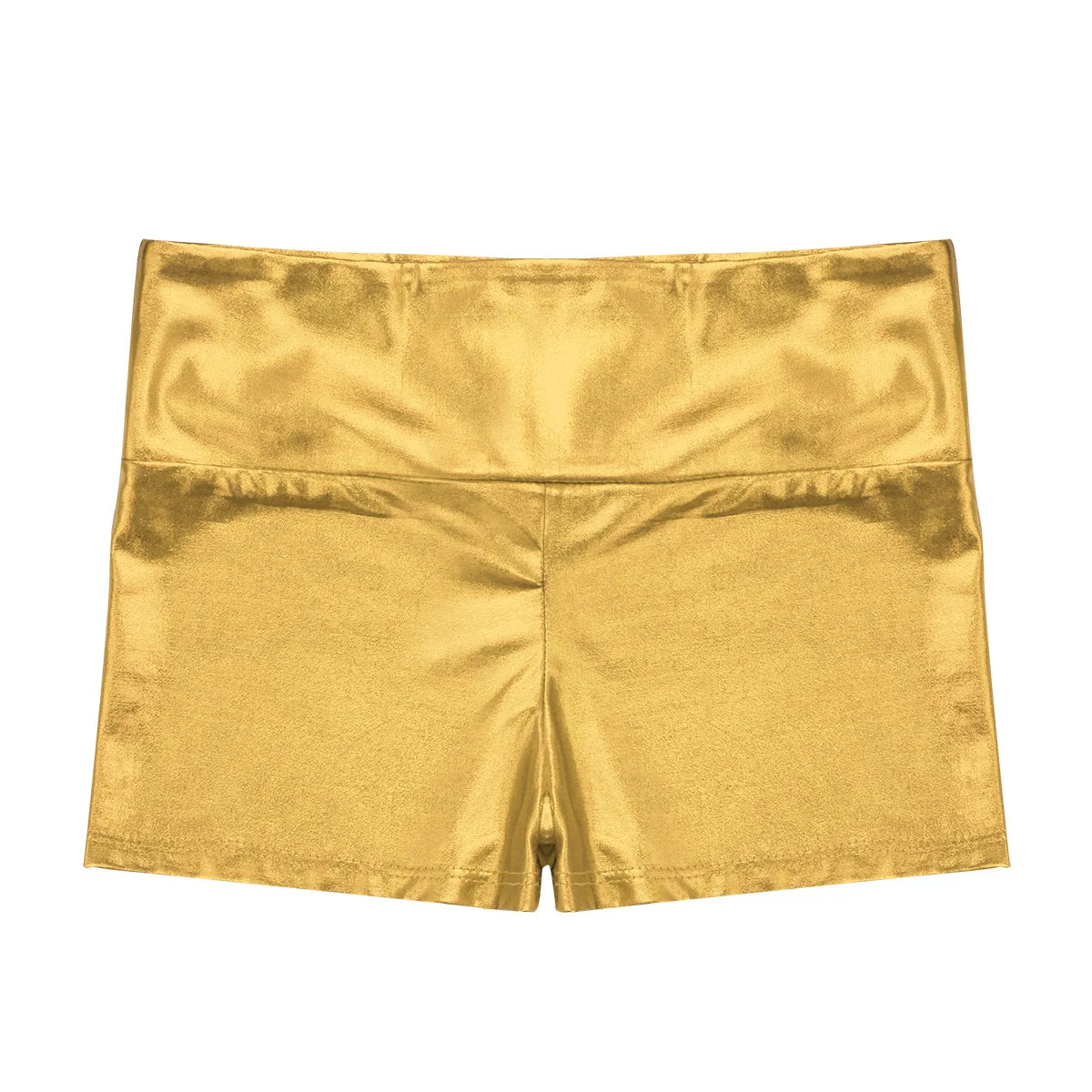 Kids Metallic Shiny High Waist Dance Shorts - Girls