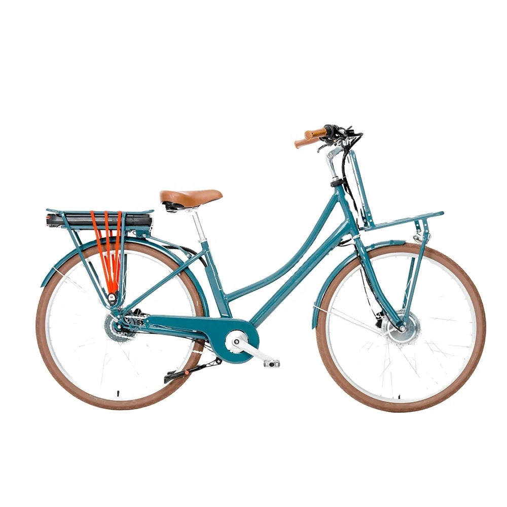 Vintage Women’s Electric City Bike, 36V 14.5Ah Lithium Battery, 250W Motor, Disc Brakes & Rear Carrier