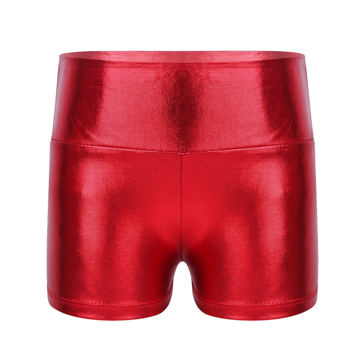 Kids Metallic Shiny High Waist Dance Shorts - Girls