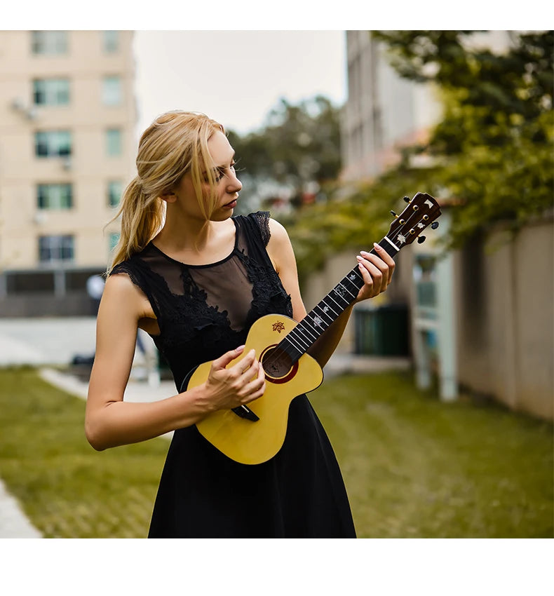 Mr.Mai MDT 26" Solid Spruce, Gloss Finish Tenor Ukulele With Hard Case/Tuner/Belt/Capo