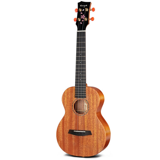 Enya Concert Ukulele 23" MS All Solid Mahogany with Cherry Blossom Pattern - Bundle Case