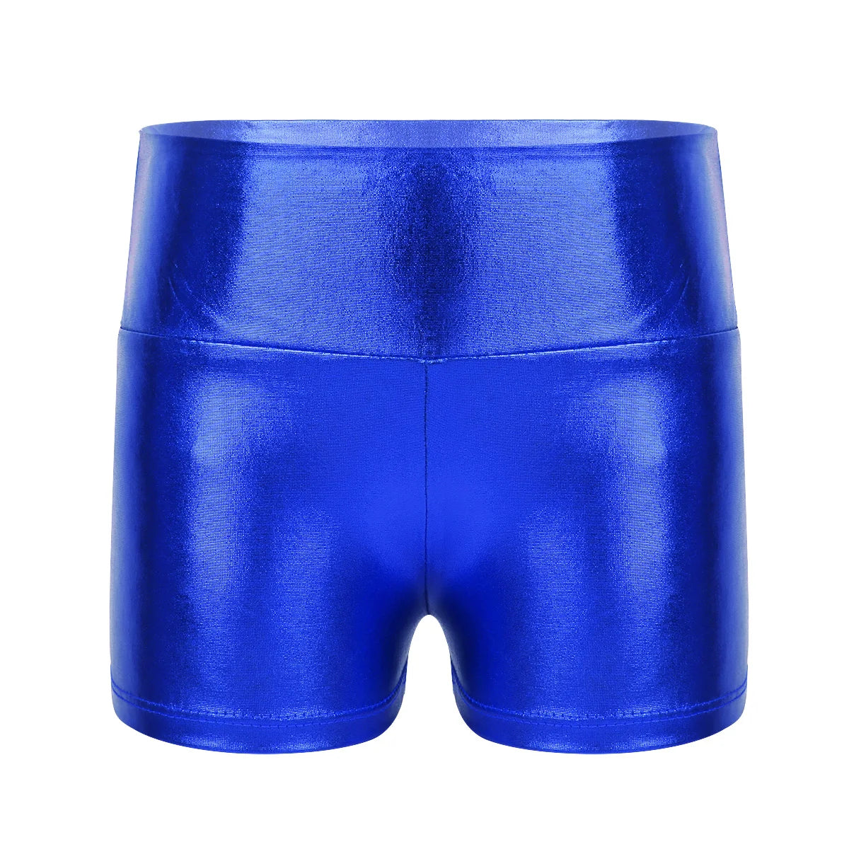 Kids Metallic Shiny High Waist Dance Shorts - Girls