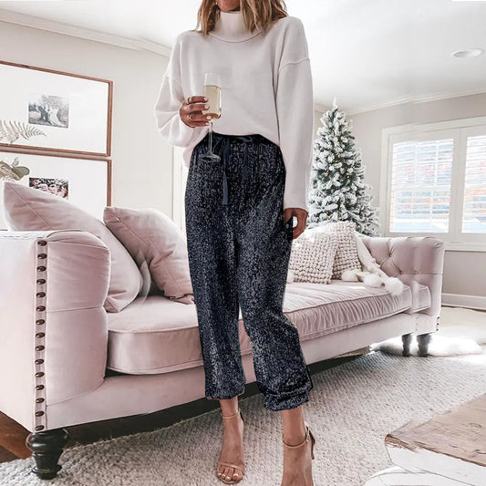 High-Waisted Sequin Harem Pants