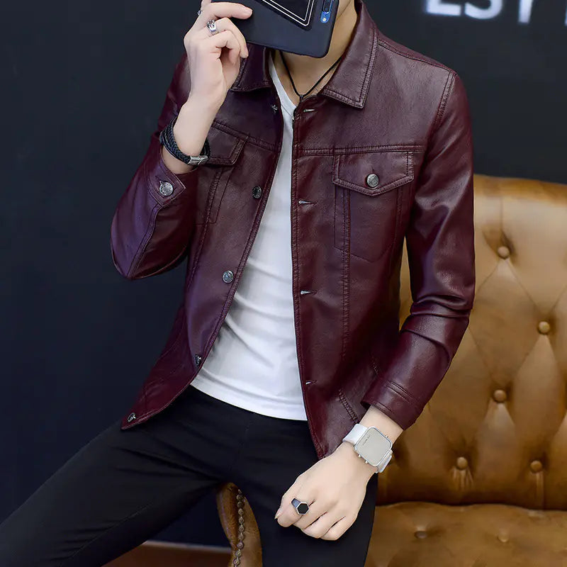 Men's Stylish Leather Moto Jacket