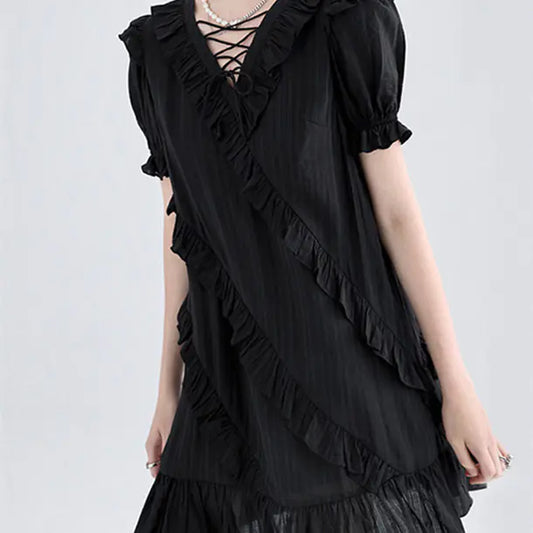 Women's Ruffled Little Black Dress