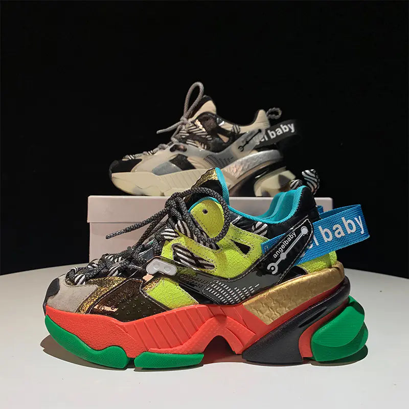 Women's Trendy Color Block Platform Sneakers