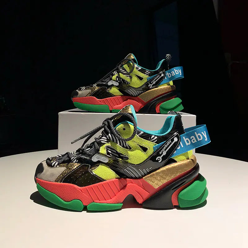 Women's Trendy Color Block Platform Sneakers