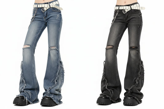 American-Style Retro Frayed Jeans