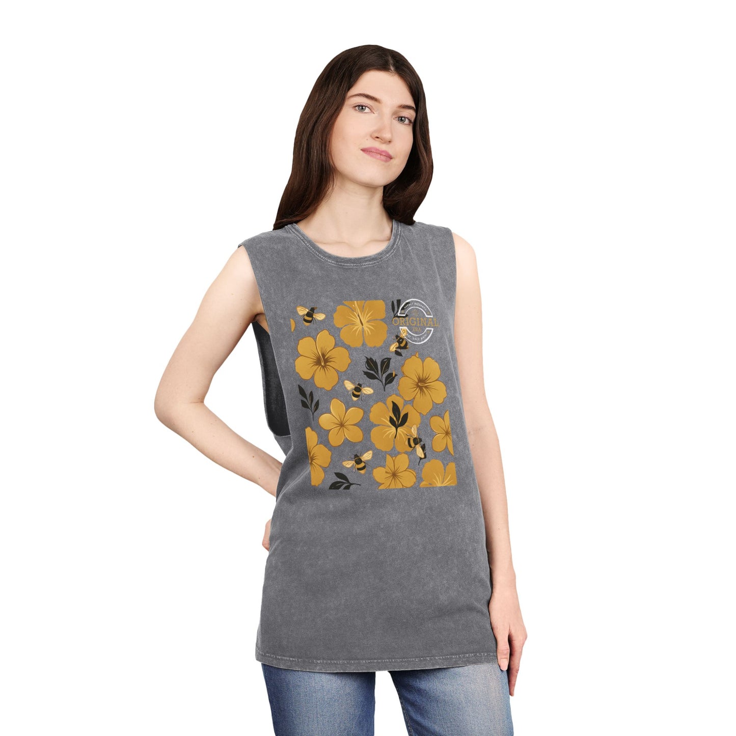 Unisex Humbly FloralBee Stonewash Vintage Tank Top