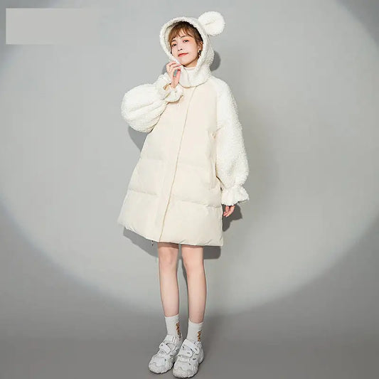 Student Hooded Mid-Length Bread Jacket Coat