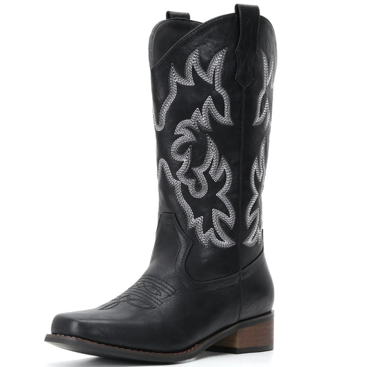 Women's Square Toe Embroidered Cowgirl Boots - SIZE 9 | CLEARANCE