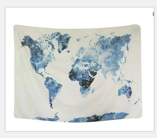 Blue Map Wall Art Tapestry