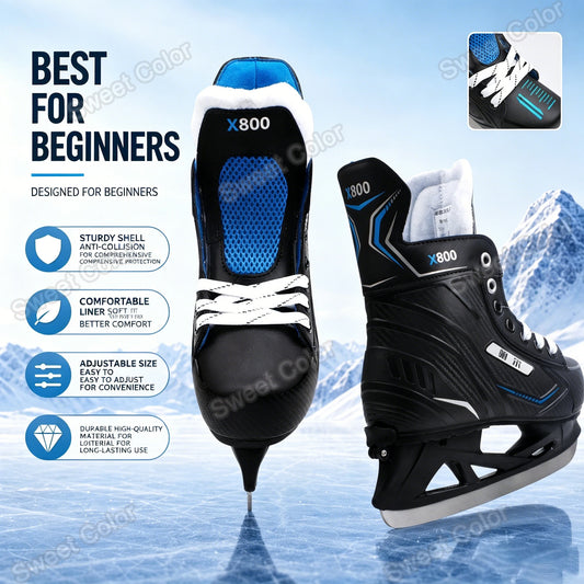 Adjustable Ice Hockey Skates for Adults – Insulated Winter Ice Skates with Stainless Steel Blades for Beginners