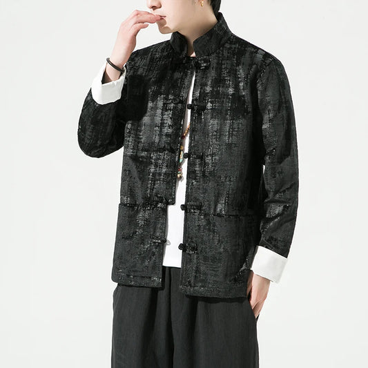 Men's Traditional Casual Hanfu Style Velvet Jacket