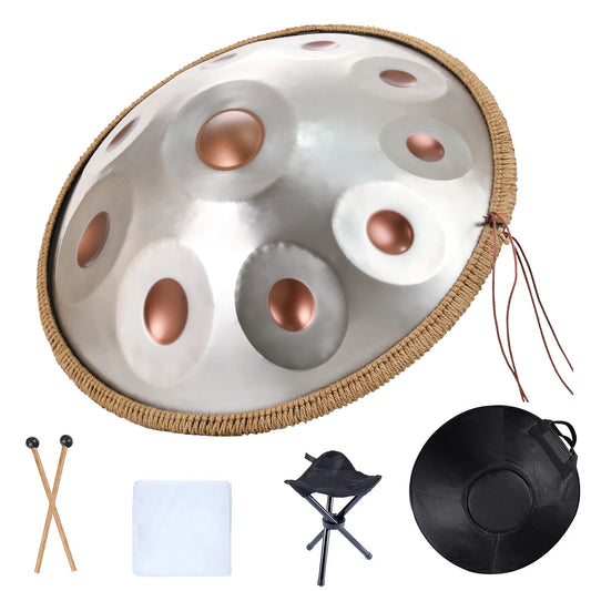 22 inch Handpan 432HZ D Minor 9 10 12 Notes 440HZ Nitride Pantam Drum Hand Pan Stainless Steel for Beginner Meditation Yoga