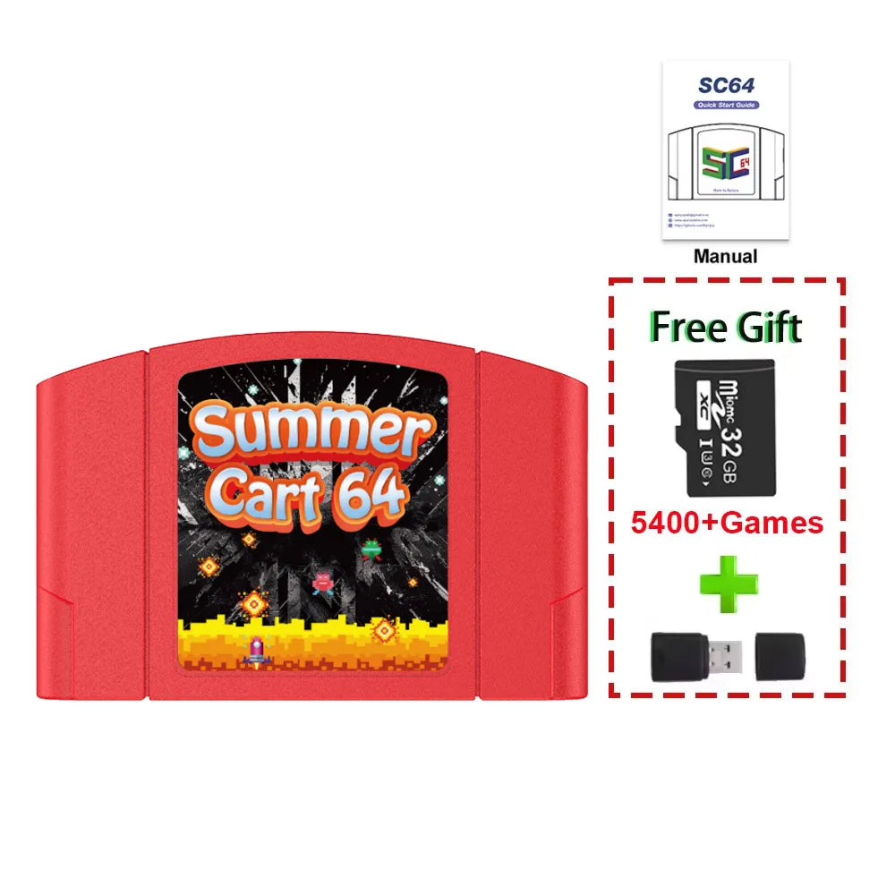 5400 In 1 SummerCart 64 Game Card For N64 - Retro Game Cartridge With 32GB TF Card (No Region Restriction)