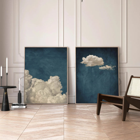 Minimalist Blue Cloud Canvas Poster Wall Art