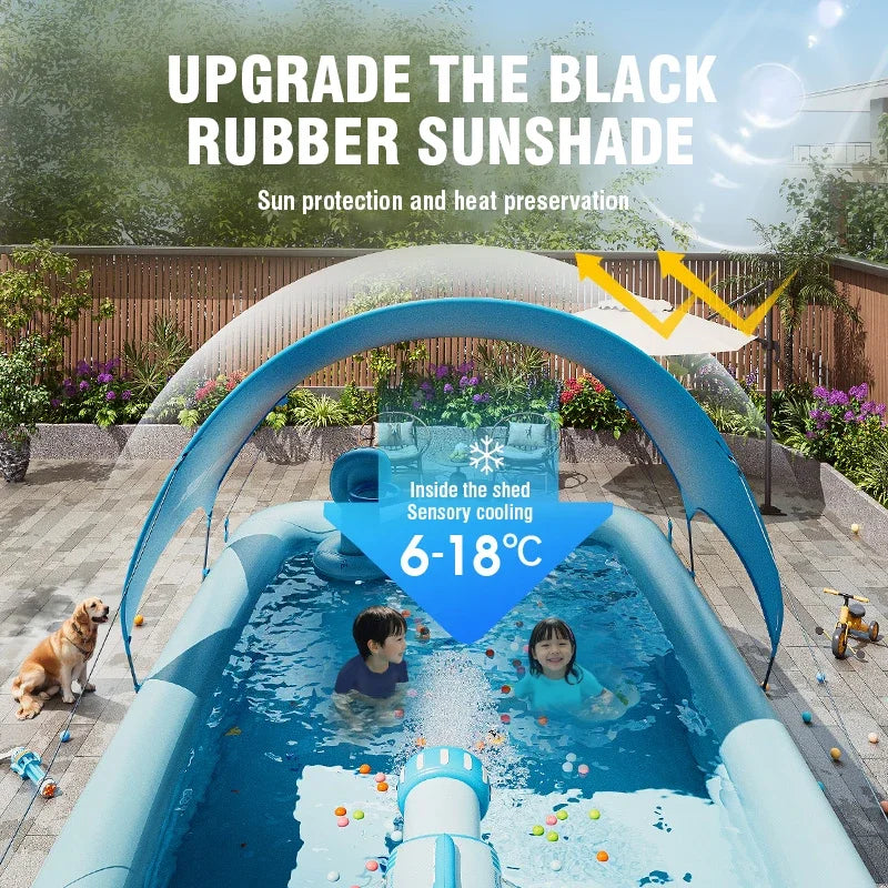 Family Inflatable Swimming Pool 3/2.6/2.1M -  Large with Canopy